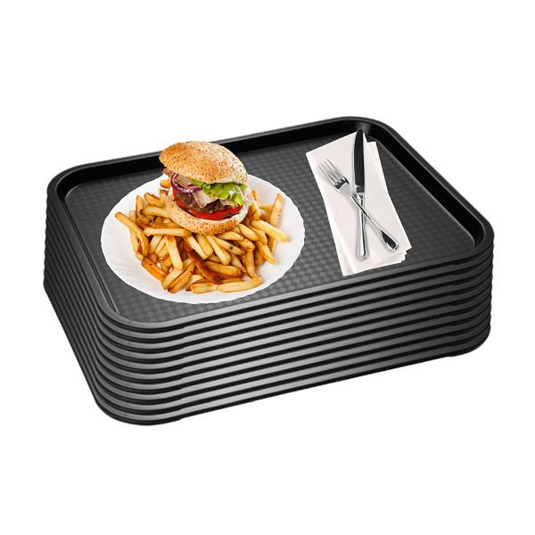 APS Fast Food Tablett, Serviertablett, 53 x 32,5 cm (GN 1/1), schwarz, VE: 10er-Set, 67524