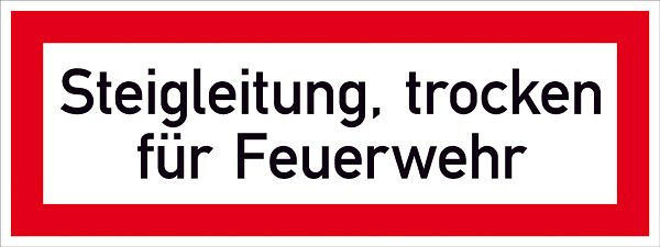 SafetyMarking Hinweisschild für die Feuerwehr, Steigleitung, trocken für Feuerwehr, BxH 29,7x10,5 cm, Aluminium, 11.2881