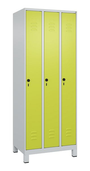 C+P Umkleidespind Classic PLUS, Füße, 3 Abteile, 1950x750x500mm, 7035/0024, Drehriegel, 080010-39 S10010