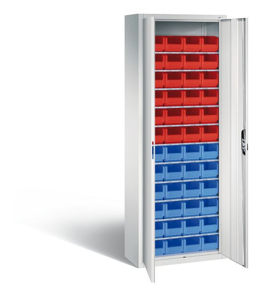 C+P Magazinschrank Serie 13, H1980xB700xT300mm, Farbe: Lichtgrau, Muldengriff, 133113-21 S10055