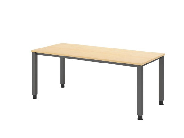 Hammerbacher Schreibtisch QS19, 180 x 80 cm, Platte: Ahorn, 25 mm dick, 4-Fuß-Gestell in Graphit (ähnlich RAL 7012), Arbeitshöhe 68-83,5 cm, VQS19/3/G