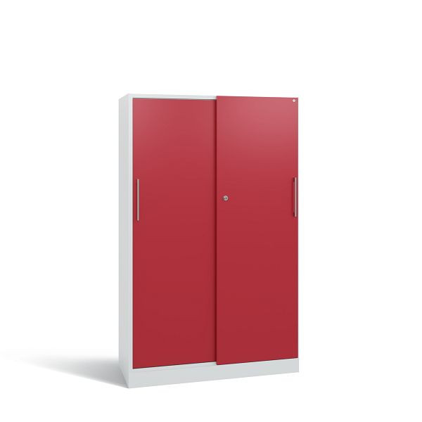C+P Schiebetürenschrank Asisto, H1635xB1000xT435 mm, Grau/Rubinrot/DBS Hellgrau, 142012-000 S10075