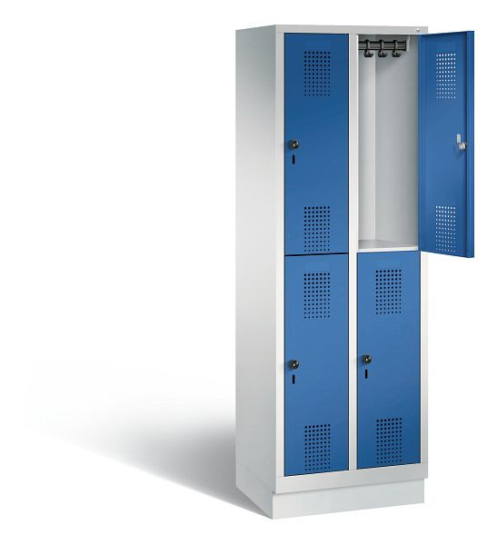 C+P Spind doppelstöckig Evolo, H1800xB610xT500mm, Farbe: Lichtgrau / Enzianblau, 48320-20 S10166