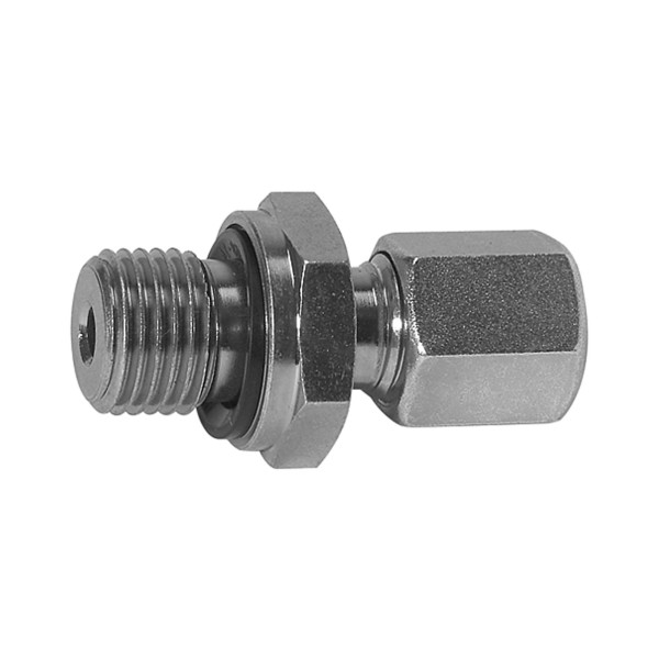 Riegler Gerade Einschraubverschraubung, G 1/8 außen, Rohr-Außen-Ø 10 mm, PN max. 315 bar, SW1 19, SW2 17, Stahl verzinkt, weichdichtend, 159605