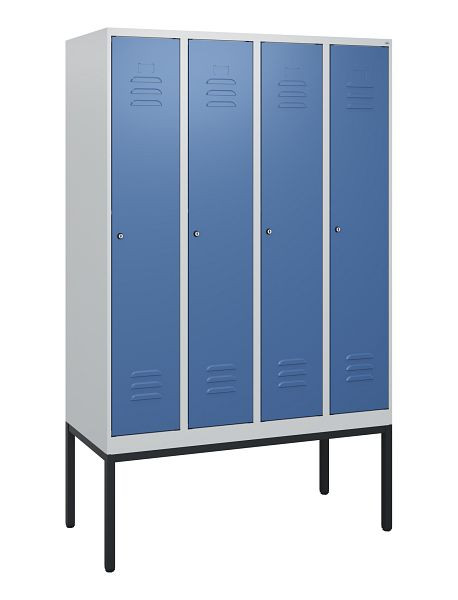 C+P Umkleidespind Classic PLUS, Gestell, 4 Abteile, 1950x1200x500mm, 7035/5023, Zylinderschlösser, 0800305-40 S10020