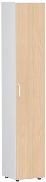 geramöbel Flügeltürenschrank mit Standfüßen, Griff links oder rechts, inkl. Türdämpfer, nicht abschließbar, 400x420x2160, Buche/Weiß, S-346100-BW