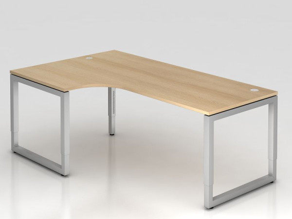Hammerbacher Winkeltisch O-Fuß eckig 200x120cm 90° Eiche, Winkelform 90°, links oder rechts montierbar, VRS82/E/S