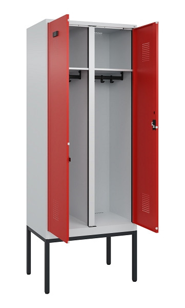 C+P Schwarz-Weiß-Spind Evolo PLUS, Gestell, 2 Abteile, 2120x800x500mm, 7035/3020, Zylinderschloss, 0490327-22 S10032