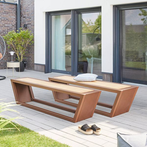 HOME DELUXE Sitzgarnitur aus Stahl KOBON Braun, 2 x Bank, 73252