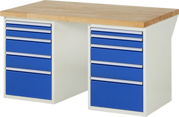 RAU Werkbank Serie 7000 - Modell 7511-3, B1500 x T900 x H890 mm, Systemunterbau B1500 x T850 x H850 mm, 03-7511A3-159B4M.11