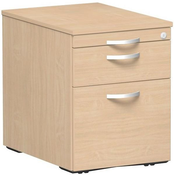 geramöbel Rollcontainer Hängeregistratur und 1 Kunststoff-Schubfach, Metall-Rollschubführung, 438x600x565, Buche/Buche, S-530152-BB