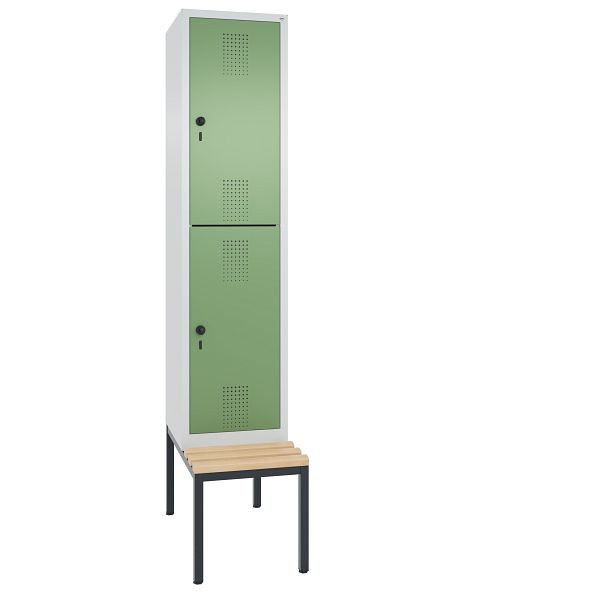 C+P Spind doppelstöckig Evolo, 1 Abteil, H2090xB420xT815 mm, Grau/Resedagrün, 48350-12 S10350