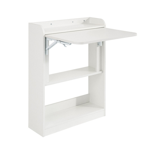 SoBuy Schreibtisch mit einem Regal Weiß 61x37x82 cm, Funktional, FWT92-W