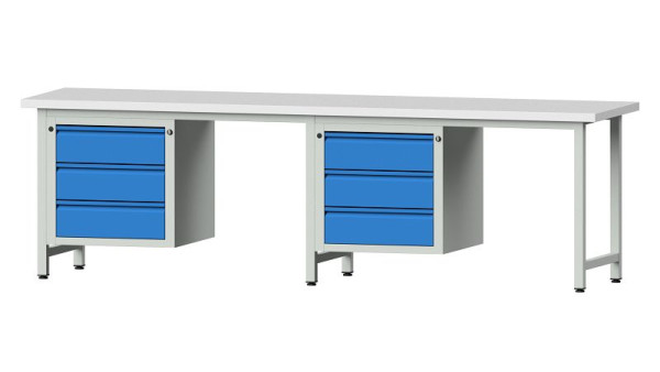 ANKE Werkbänke Kombiwerkbank, Modell 736 E, 2800 x 700 x 840 mm, RAL 7035/5012, KSP 40 mm, 511.010