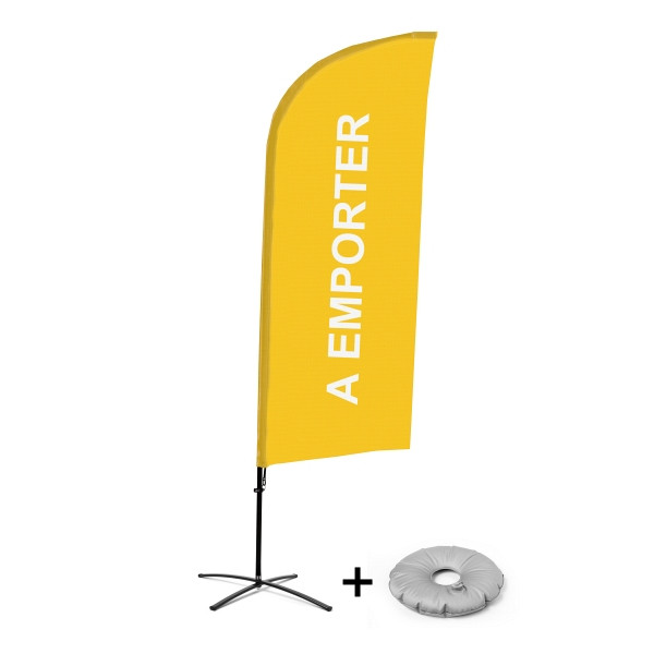 Showdown Displays Beachflag Alu Wind Komplett-Set Take Away Gelb Französisch Kreuzständer, BFAW310-CB30-WB-I495