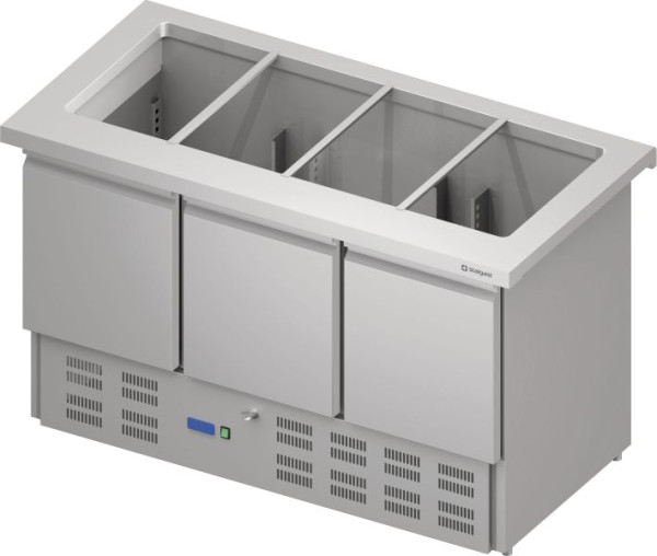 Stalgast Edelstahl Saladette "Free Flow", dreitürig 1465x750x880 mm, Granitabdeckung "Standard G1", FF14205