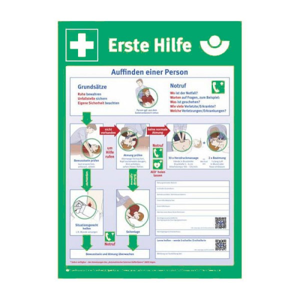 Stein HGS Berufsgenossenschaftlicher Aushang Anleitung zur Ersten Hilfe bei Unfällen, witterungsbeständig, nicht langnachleuchtend / deutsch, 43.2914