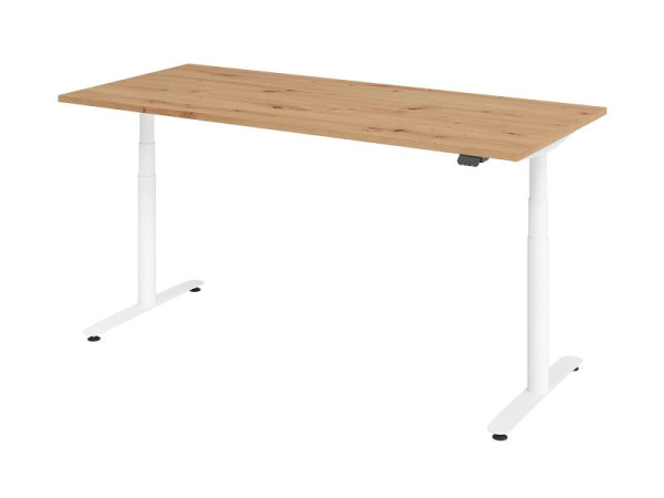 Hammerbacher Sitz-Steh-Schreibtisch elektrisch 180x80cm Asteiche/Weiß, VXDLR19/R/W