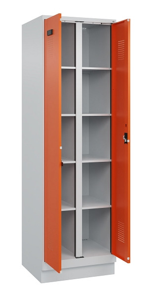 C+P Wäsche-Spind Evolo PLUS, mit Sockel, 2 Abteile, 1950x600x500mm, 7035/2004, Verschluss Zylinderschloss, 049022-20B S10029