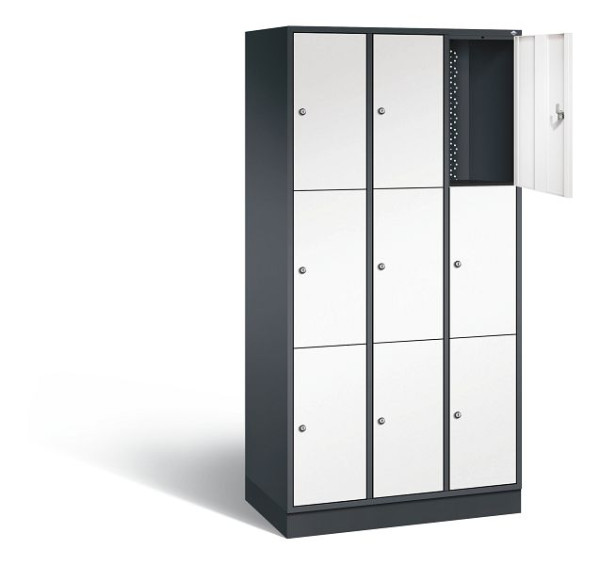 C+P Schließfachschrank Intro, H1950xB920xT490mm, Farbe: Schwarzgrau / Verkehrsweiß, 8370-301 S10067