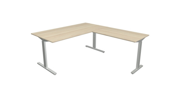 Kerkmann Winkelarbeitsplatz Form 2, Schreibtisch B 1600 x T 800 x H 700-820 mm, Anbautisch 1000 x 600 x 700-820 mm, Ahorn, 11023050