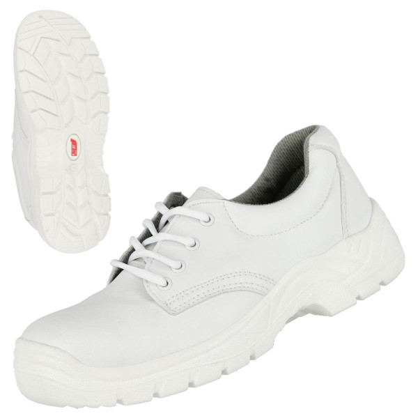 NITRAS CLEAN STEP, S2 Sicherheitshalbschuhe, strapazierfähiges Kunstleder, weiß, widerstandsfähige PULaufsohle, weiß, Größe: 37, VE: 10 Paar, 7255-37