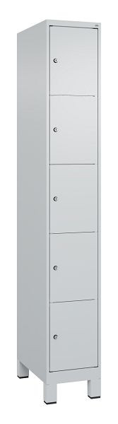 C+P Schließfachschrank Classic PLUS, Füße, 1950x300x500mm, 7035/7035, mit 5 Fächern, 080010-105 S10009