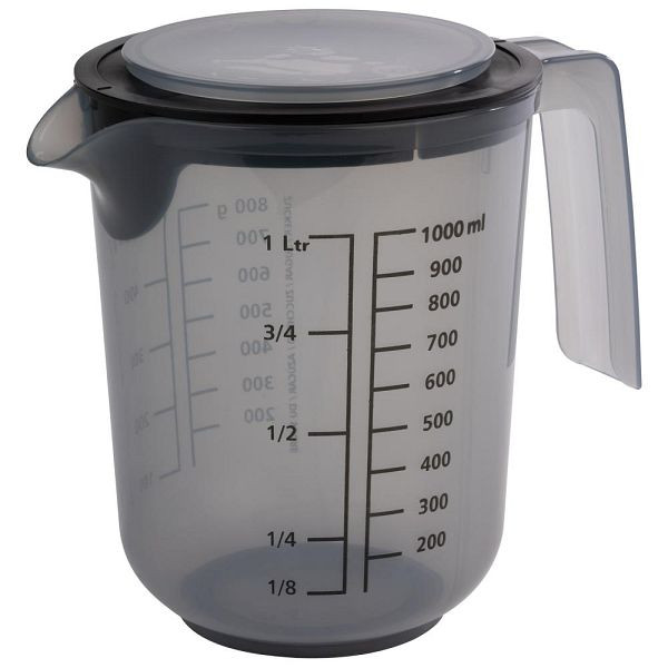 APS Rührbecher/ Quirlbecher mit Deckel, in grau, Ø 12,5 cm, Höhe: 16 cm, 1 Liter, inklusive Spritzschutz, 30072
