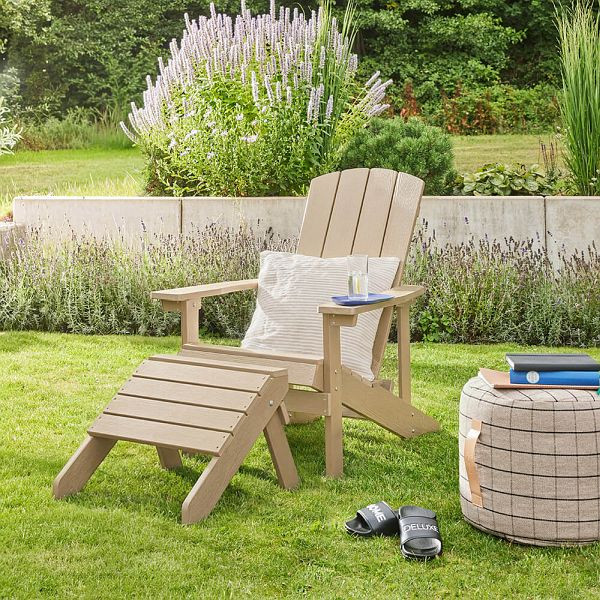 HOME DELUXE Gartenstuhl FAREA inkl. Hocker - Creme-Weiß, 74755