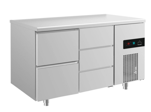 A&S Polarny Kühltisch -2 bis +8°C mit 1x zwei Schubladen links und 1x drei Schubladen, 1400 x 700 x 850 mm, KT2ZD