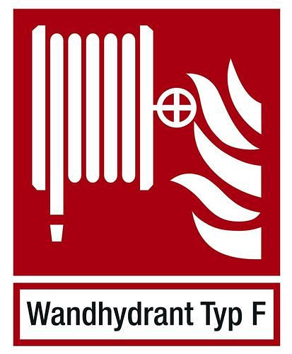 DENIOS Kombischild "Löschschlauch", ISO 7010, Folie, langnachleuchtend, SK, 200 x 250 mm, VE: 10 Stück, 285058