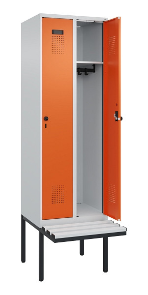 C+P Spind Evolo PLUS, 2 Abteil, 2120x600x815mm, 7035/2004, Drehriegel, Material Sitzfläche Kunststoff, 0490407-20 S10056