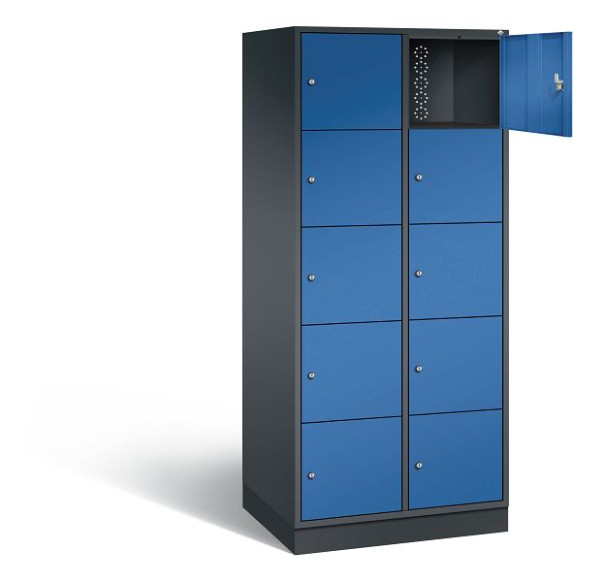 C+P XL-Schließfachschrank Intro, H1950xB820xT590mm, Farbe: Schwarzgrau / Enzianblau, 8570-203 S10027