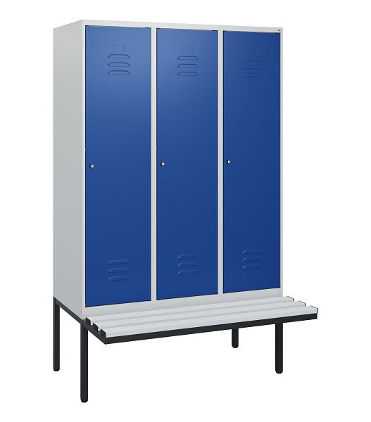 C+P Umkleidespind Classic PLUS, 3 Abteile, 1950x1200x815mm, 7035/5010, Zylinderschlösser, 0800405-32 S10048
