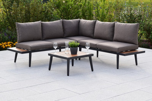 Merxx Korfu Eckset, Eckbank inkl. Sitz- und Rückenkissen, mit seitlicher Ablagefläche, 1 Tisch, 22047-011