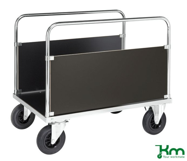 Kongamek Plattformwagen, Stirnwand längs, 2 Bock- und 2 Lenkrollen aus Vollgummi, 1000 x 700 x 900 mm, Serie 500, KM536-2