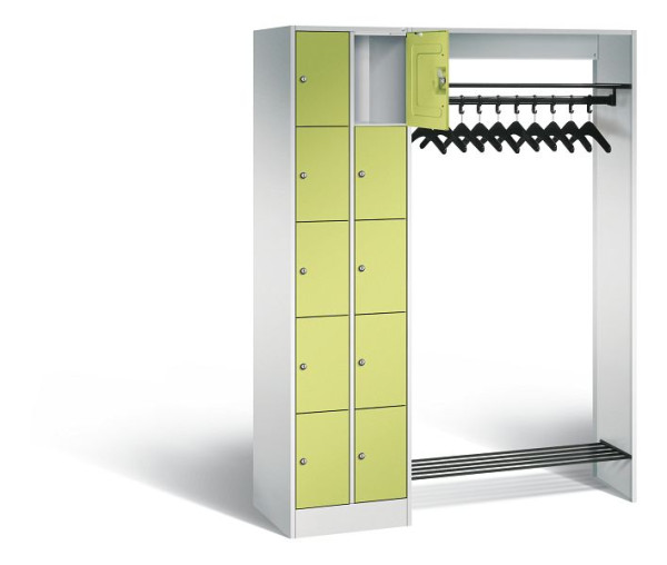 C+P Offene Garderobe Serie 8070, H1950xB1410xT480mm, Farbe: Lichtgrau / Viridingrün, 80720-00 S10208