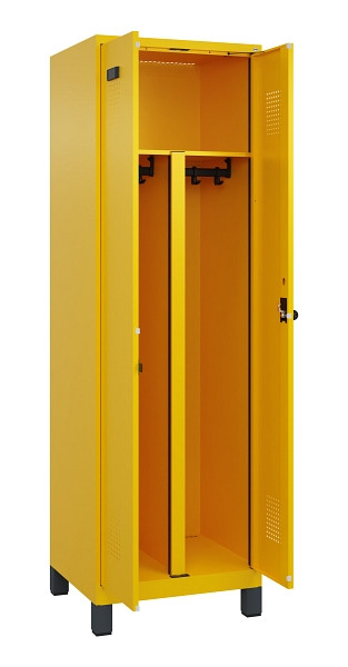 C+P PSA Schwarz-Weiß-Spind Evolo PLUS, mit Füßen, 2 Abteile, 1950x600x500mm, 10, Drehriegel, 049012-20P S10022