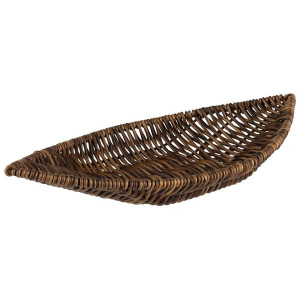 APS Korb Schiffchenform "COVE", Körbchen aus Polypropylen, Behältnis aus Flechtwerk mit Edelstahldraht, Maße 30 x 15 cm, Höhe 5 cm, Braun, 40345