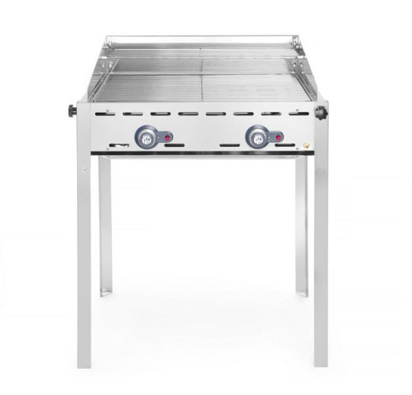 Hendi Grillsystem Green Fire 2 Brenner - 2 Edelstahl Grillroste GN 1/1 - 11.6 kWh - 740x612x825mm, 149621