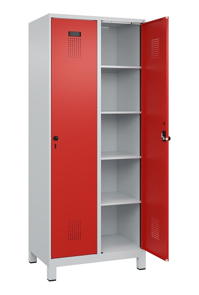 C+P Wäsche-Spind Evolo PLUS, mit Füßen, 2 Abteile, 1950x800x500mm, 7035/3020, Verschluss Drehriegel, Ablageböden 8, 049010-22B S10005