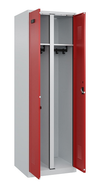 C+P Schwarz-Weiß-Spind Evolo PLUS, 2 Abteile, 1850x600x500mm, 7035/3000, Zylinderschloss, 049002-20 S10030