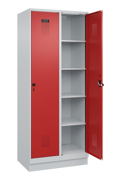 C+P Wäsche-Spind Evolo PLUS, mit Sockel, 2 Abteile, 1950x800x500mm, 7035/3000, Verschluss Drehriegel, Ablageböden 8, 049020-22B S10003