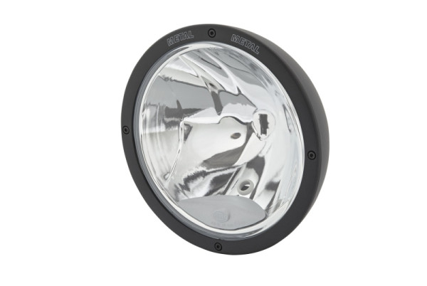 HELLA Halogen-Fernscheinwerfer, Luminator Metal, 24/12V, rund, Referenz: 37.5, geschraubt, E1 1928/ECE-R7/ECE-R112, glasklar, 800mm, links, 1F8 007 560-301