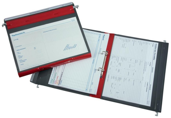 BOI Befundmappe, rot O-B.02., VD 260 mm; 2-R-Combi-M. FH 25 mm, je 1 Tasche VD-aussen und RD-innen, 9108-00412