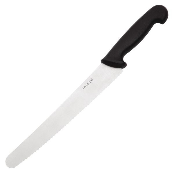 Hygiplas schwarz Bäckermesser 25cm, Nylon-Griff, Edelstahlklinge, CF895