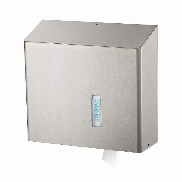 Air Wolf Großrollenspender frei befüllbar mit 1 Großrolle, Serie Omega, H x B x T: 350 x 377 x 133 mm, Edelstahl beschichtet, 29-037