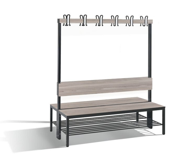 C+P Doppelseitige Garderobenbank mit Rückenlehne, Basic Plus, H1650xB1500xT760mm, 8061-210 S10003