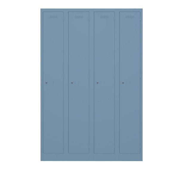 Bisley Garderobenschrank Primary Locker, 4 Abteile, 605 blau, PL3050Q1605