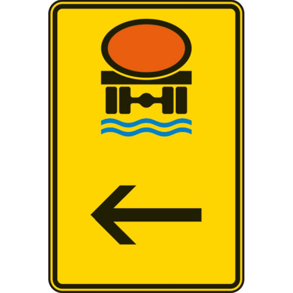 Stein HGS Wegweiser für Fahrzeuge mit wassergefährdender Ladung (hier links) Nr. 422-14, 630x420mm /RA1/Flachform 3mm, 422-14-113